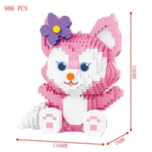 

hot Cartoon Creative Linabell pink fox Disneyland figures bricks model mini micro diamond building blocks toys for girls gifts