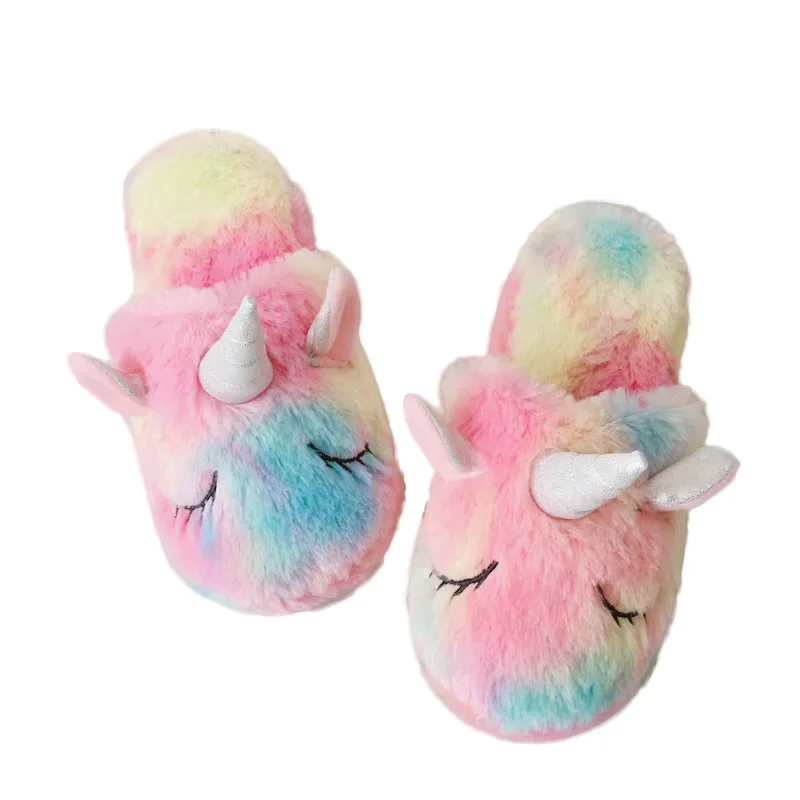 

Kids Unicorn Slippers Cartoon Animal Onesize Girls Slippers Autumn and Winter Female Home Indoor Anti-skid Floor Mute Warm Shoes