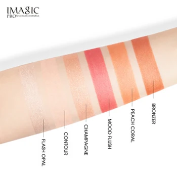 

6colors Highlighting Powder Blush Palette High Glossy Multifunctional Blusher Power ZGOOD