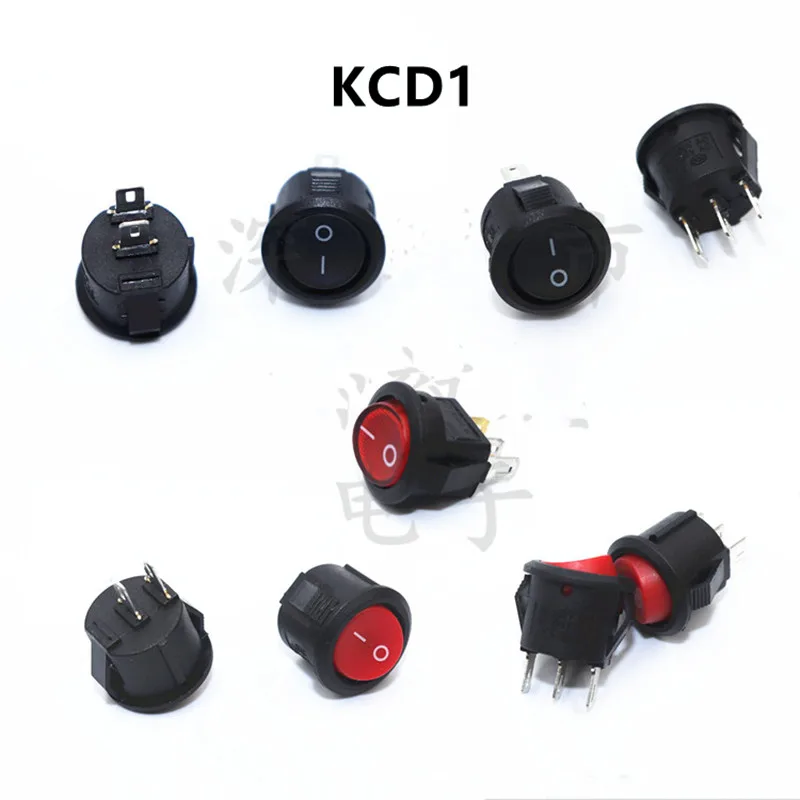 Interrupteur Bouton Poussoir Rouge KCD1-104 - SPST, 4 Broches, 6A/250V - Pour Panneau 15x21 Mm - 8
