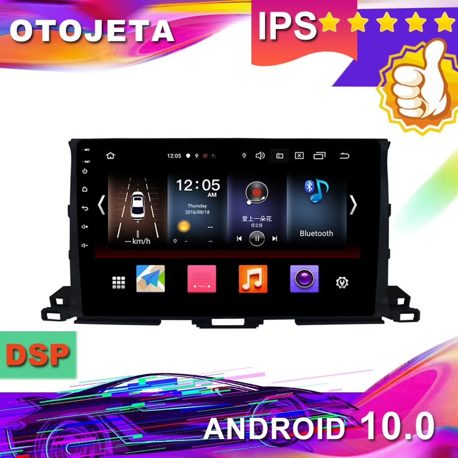 

New Arrival in stock, Android 10.0 Car GPS for Toyota HIGHLANDER 2015 Car Radio Multimedia tape recorder bluetooth navigation