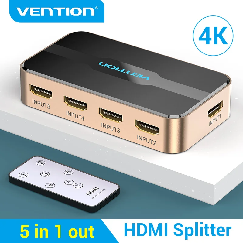 Vention Hdmi Switch 4K 5 In 1 Out Per Xbox 360 Ps4 Smart Android Hdtv Pc Hdr 5 Porte Hdmi Splitter 5X1 Hdmi Switcher Adapter