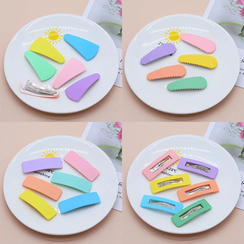 

5cm Baby Girls Hairpin For Women Children color Hair Clip Kids Cute Barrette Hair Accessories Macaron rubber paint side clip