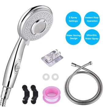 

1 Set 1.5m Hose Flexible Pipe High Pressure Nozzle Holder Bathroom Shower Head Set With Stent Handheld Faucet Water Saving Tool