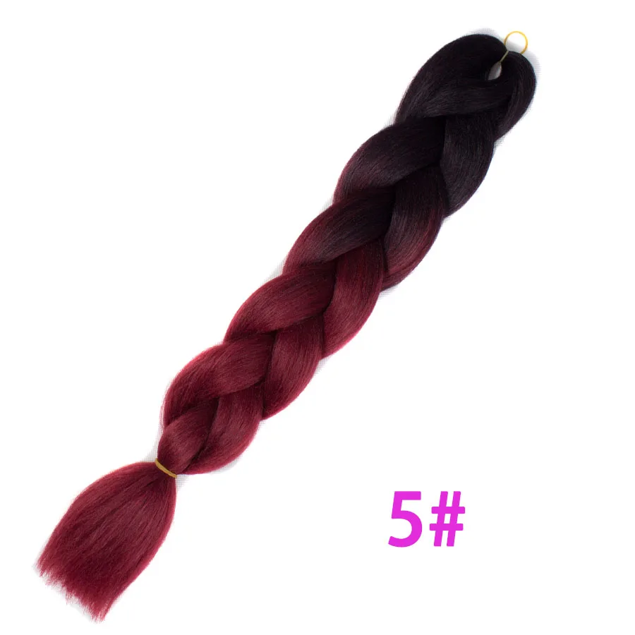 Ombre синтетические косички для наращивания волос для вязания крючком косички 2" 100 г огромные косички два тона Ombre цвет розовый черный серый - Цвет: #5