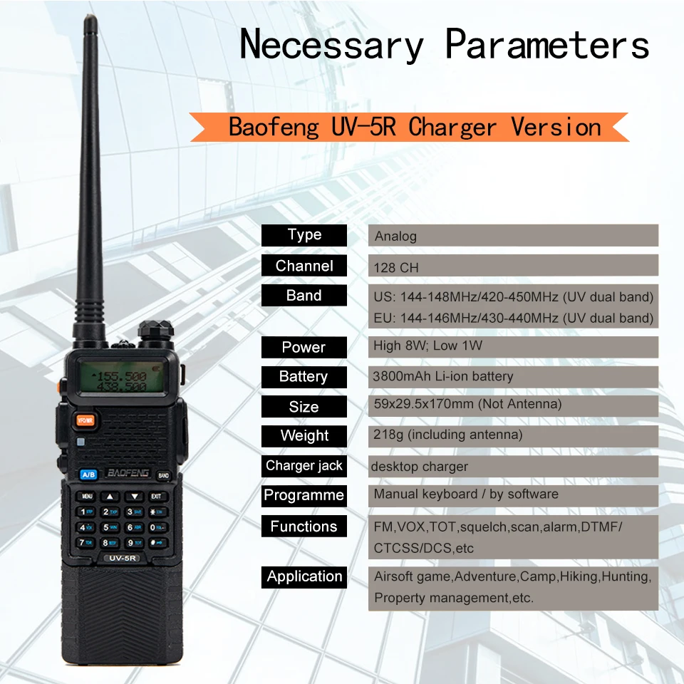 Рация Baofeng UV-5R 8 Вт 10 км uv5r рация высокой мощности Любительское радио uv 5r UV-9R Plus UV-8HX