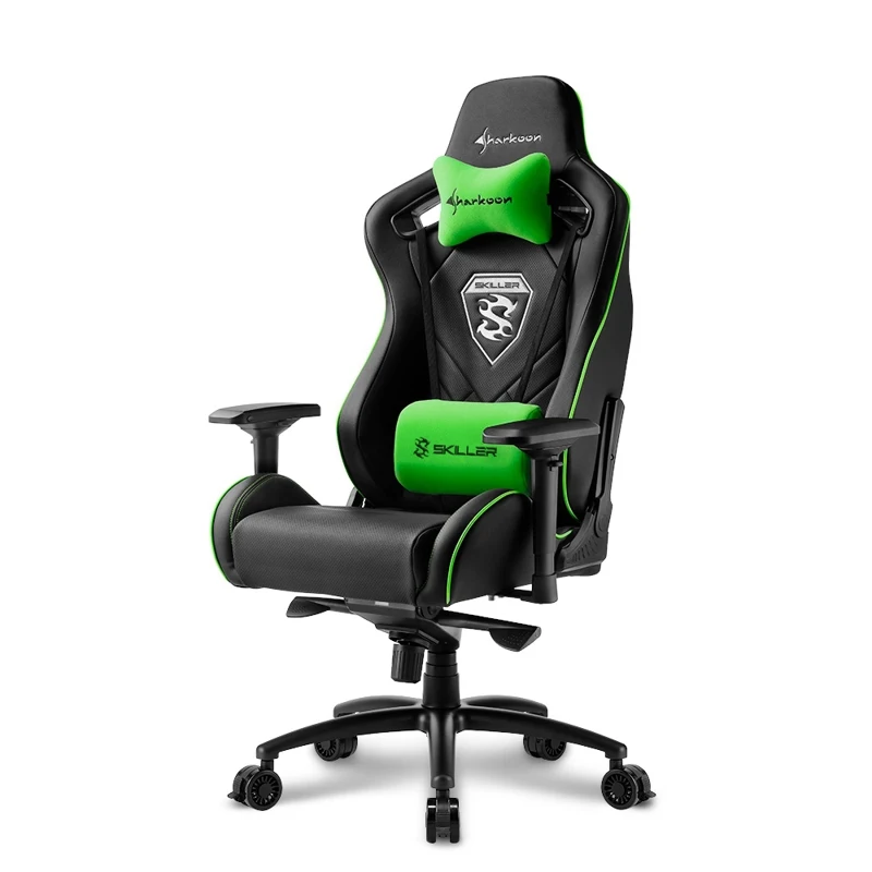 Светло-зеленый Игровое кресло Sharkoon Skiller SGS4 компьютерное, до 150 кг, кожа PU/PVC, металл - Цвет: Светло-зеленый