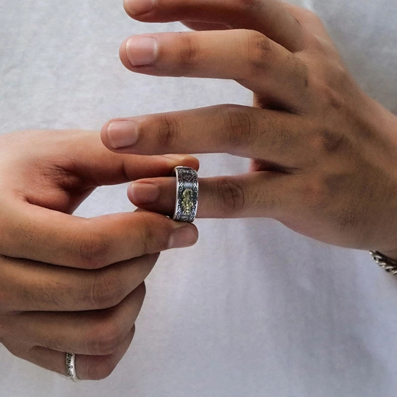 2021 New Feng Shui Pi Xiu Mantra Protection Wealth Ring Charms Adjustable Buddhist Jewelr | Украшения и аксессуары