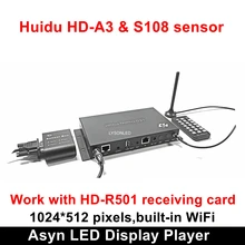 Huidu HD-A3 со встроенным WiFi асинхронизацией полноцветный светодиодный видеокарта, Wifi RGB светодиодный контроллер с сенсором S108