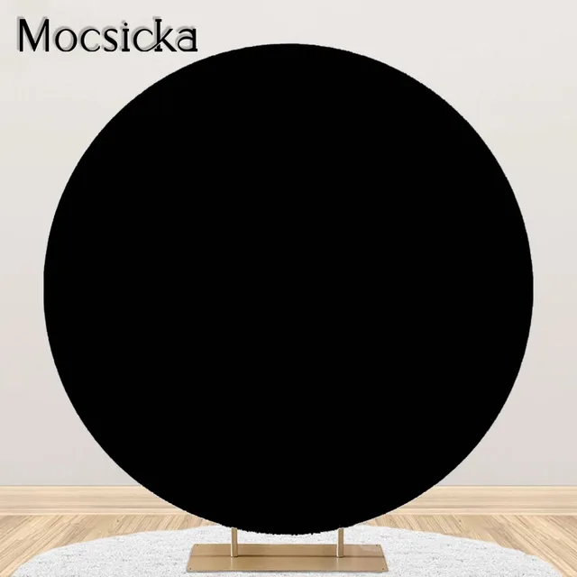 Mocsicka White Round Circle Backdrop Cover Wedding Baby Shower Birthday Party Photoshoot Custom Elastic Photo Background Banner Black