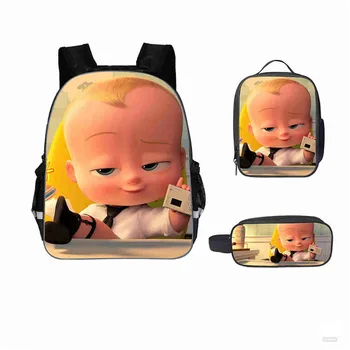 

New 16 inch Kindergarten Kids Backpack Boss Baby Prints Pattern Baies School Book Bags Cartoon Anime Design Boys Girls Small Bag