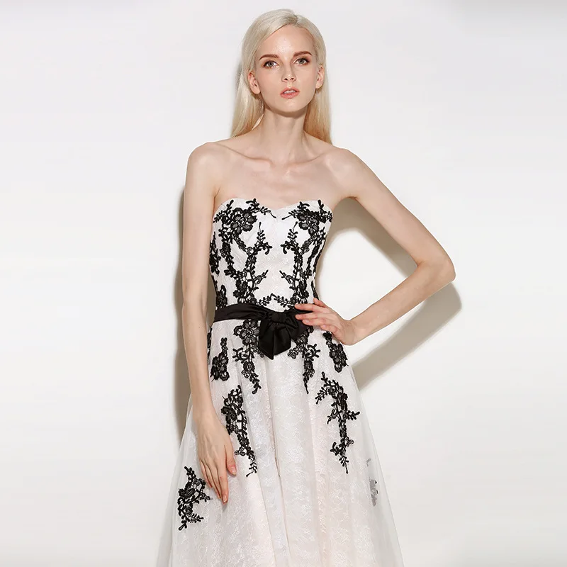 Сексуальное без бретелек кружевное женское свадебное платье Qipao элегантное белое Длинное Макси платье Vestidos изысканное Черное вечернее платье аппликация