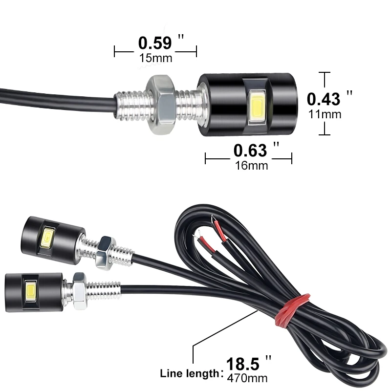 1 Pair motorcycle universal modified LED license plate screw light electric 12V car motorcycle eagle eye lamp decorative light motorcycle led lights motorcycle accessories car led lights