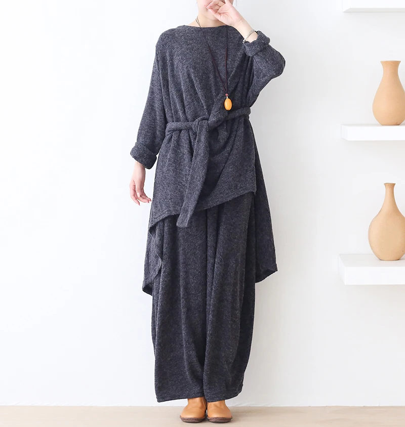 New Women Knitted Pollover Full Sleeve Draw String