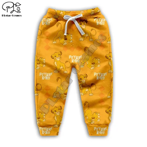 Simba толстовки с капюшоном с изображением короля льва детские толстовки на молнии с 3D-принтом штаны с длинными рукавами для мальчиков и девочек, Прямая поставка - Цвет: kids pants