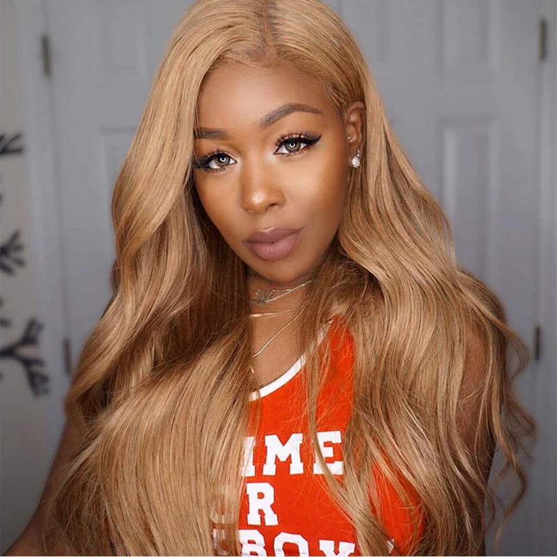 

Brazilian Pre Plucked 13x4 Lace Front Human Hair Wigs With Baby Hair Honey Blonde 27 Body Wave Lace Wigs Remy Hair Wig KEMY HAIR