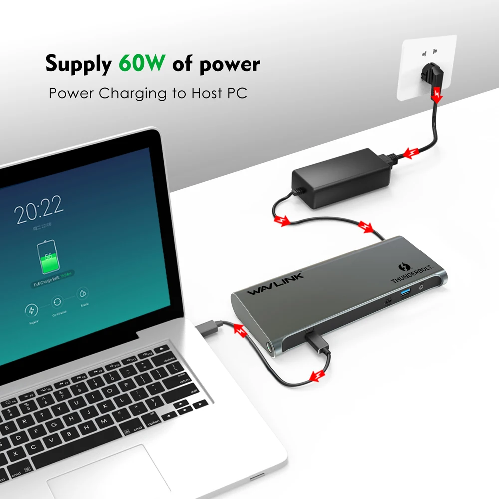 Док станция Thunderbolt 3 для ноутбука 8K двойной порт дисплея 4K дисплей Full HD с USB
