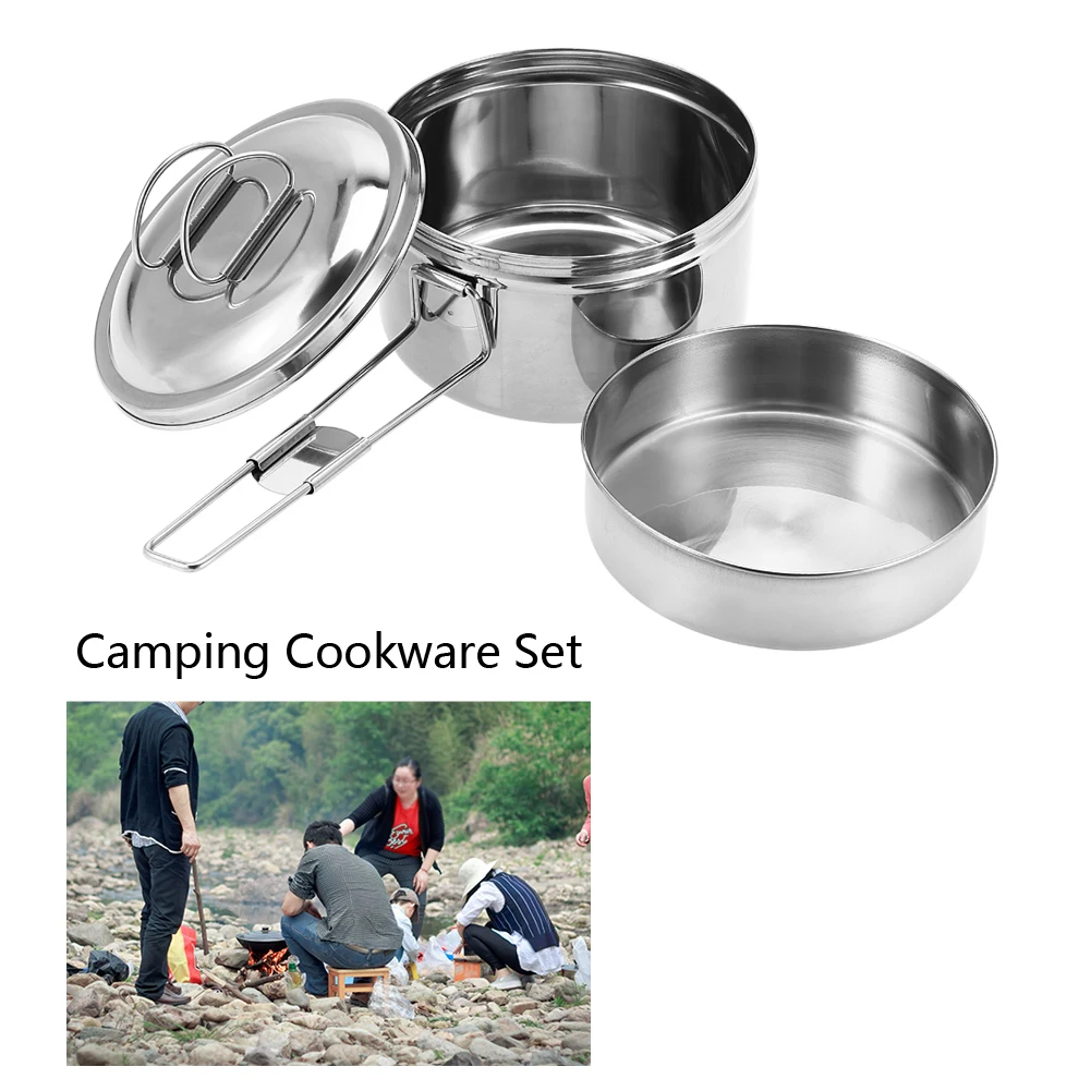 3 шт., походный чайник для пикника, портативная плита туристический набор посуды походный, нержавеющая сталь, набор посуды