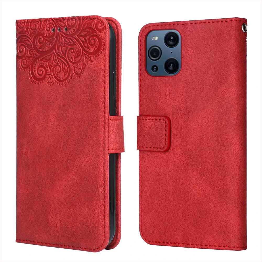 Luxury Leather Case for OPPO Find X3 Pro Flower Embossing CPH2173 PEEM00 Wallet Flip Phone X 3 | Мобильные телефоны и