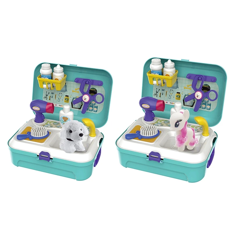 Pet Care Play Set Grooming Kit Pretend Play Pet Bag Simulation Pet Backpack for Kids photo