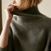 2019otouno e invierno nuevo Sueter de Cachemira mujer de cuello alto suelto Sueter grueso pagrapo corto Camiseta de punto