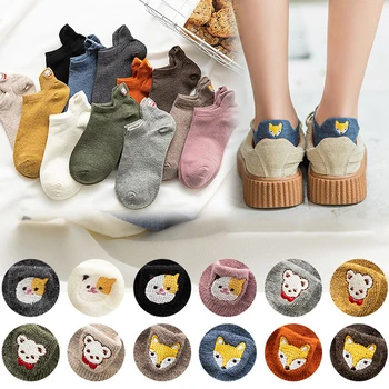 

Japanese Embroidery Spring Summer Women Heart machine women's socks Cartoon Three-dimensional heel 1 pair Ship socks