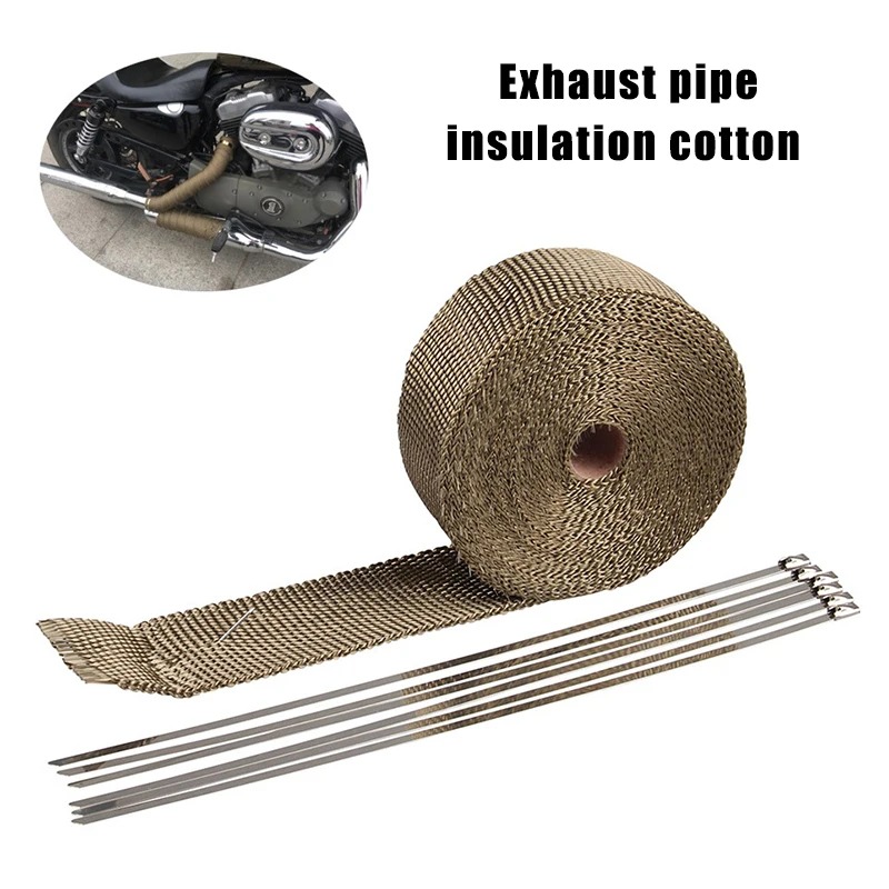 

2inch Exhaust Pipe Header Wrap Tape Heat Insulation Strap Motorcycle for Motorbike Replacement 15M C66