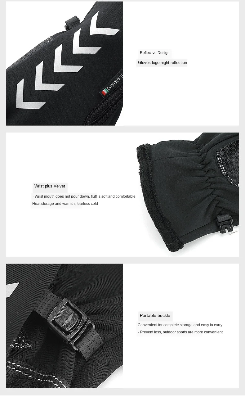 Теплые перчатки для верховой езды, осень и зима, для улицы, водонепроницаемые, противоскользящие, спортивные, для катания на лыжах, матовые и толстые, с сенсорным экраном, для ночной езды, рефлек