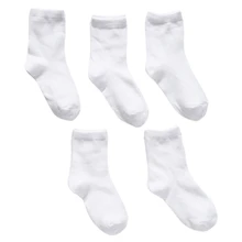 5 Pairs Kids White Socks Solid Breathable Cotton Toddler Boys Girls Sports Socks For Spring