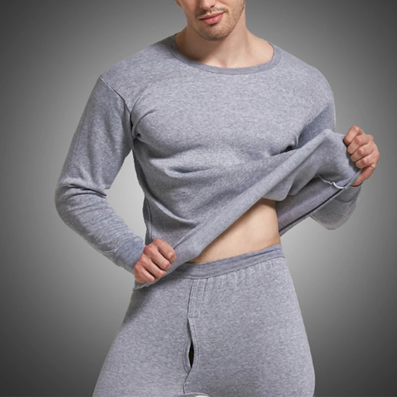 1Set Men Thermal Underwear Set Keep Warm Tops+Pants Ski Underwear Men Ski Suit Plus Cashmere Winter Thermal
