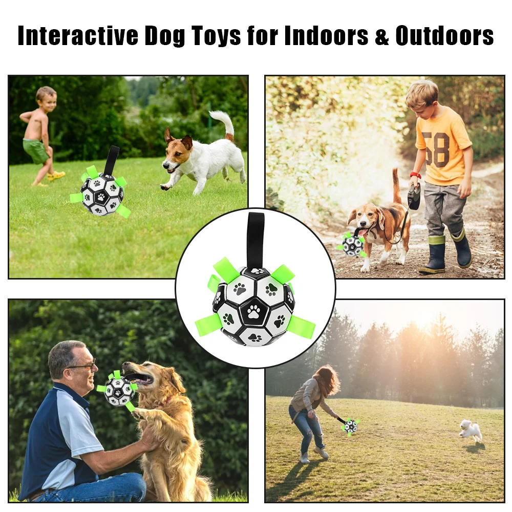 Interactive Pet Football Toys With Grab Tabs Dog Bite Chew Balls Pets Accessories Puppy Outdoor Training Soccer 15cm 3
