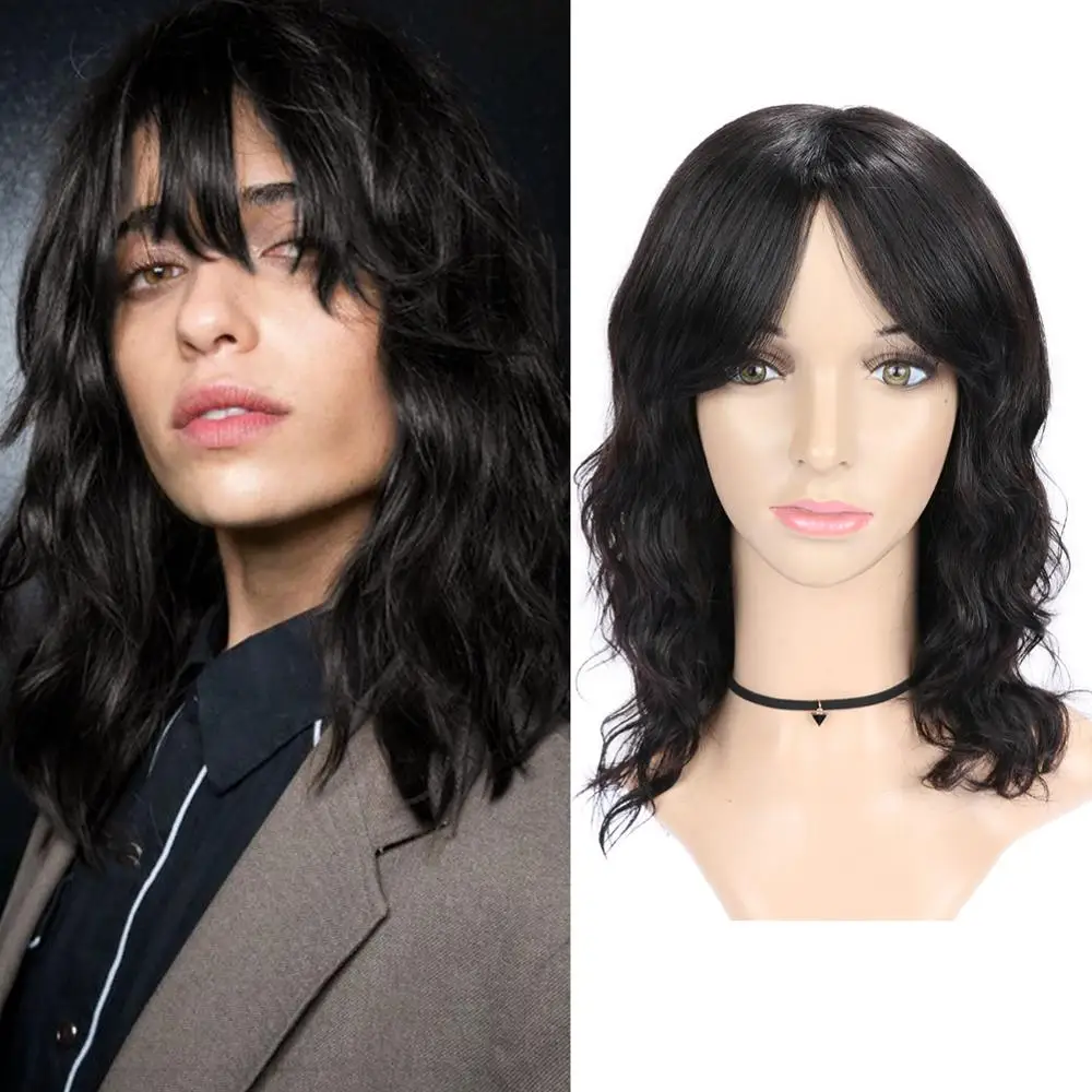 Wignee Remy Brazilian Human Hair Wigs With Free Bangs for Black/White Women Glueless Hair Loose Deep Wave Human Wig For Africans
