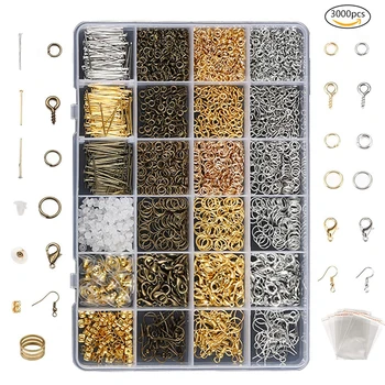 

2020 New 3000 PCs Silver Plated Gold Bronze Color Alloy Open Jump Rings For DIY Jewelry Making Components Mixed 1 Box