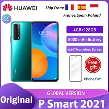 （Free Film）Huawei P Smart 2021 4GB 128GB 48 MP Quad Camera 5000 mAh Battery 6.67 Frameless Screen Mobile Phones Смартфоны