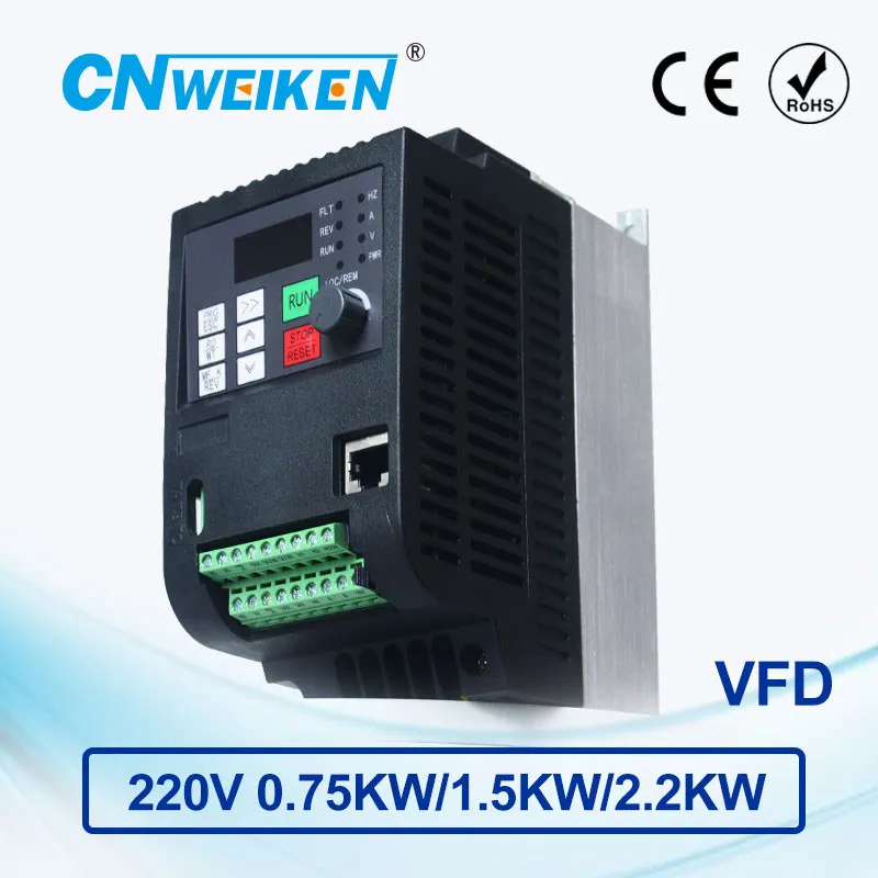 WK600 Векторный Преобразователь частоты 0.75kw/1.5kw/2.2kw однофазный 220V до Трехфазный