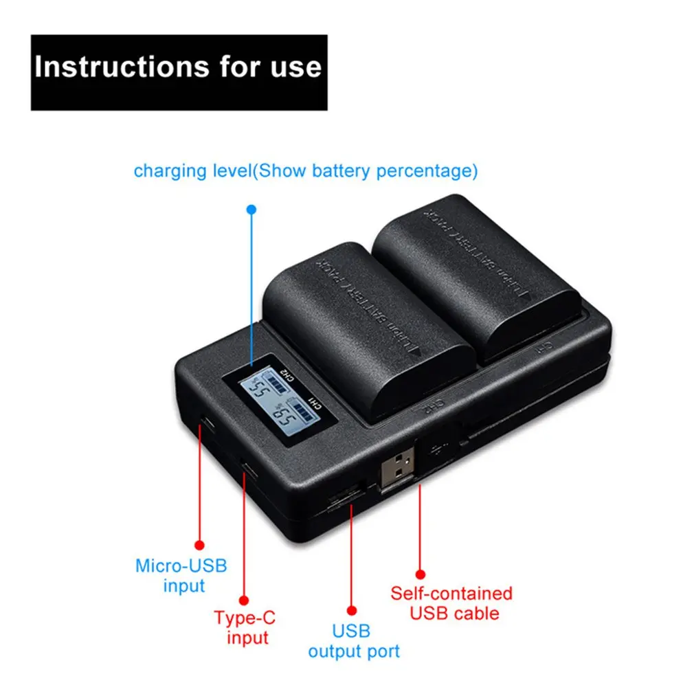 PALO LP-E6 Digital Camera DSLR Battery For Canon Series Intelligent Digital Display LCD Charging Kit Digital Battery Charger
