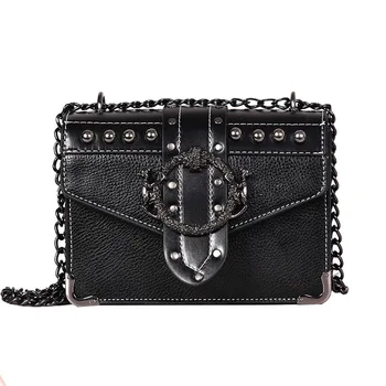 

European Fashion Female Square Bag 2020 New Quality PU Leather Women's Designer Handbag Rivet Lock Chain Shoulder Messenger bags