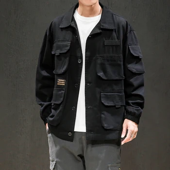 

M-5XL Mens Jackets And Coats Streetwear Bomber Jacket Men Windbreaker Fashions Clothes 2019autumn Big Pocket Loose Cargo