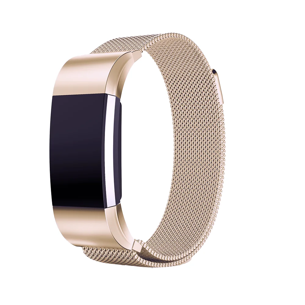 Champagne Браслет из нержавеющей стали с металлическим ремешком, для браслета Fitbit charge 2, Миланская петля, магнитный ремешок для Fitbit charge 3, умный Браслет для наручного ремешка - Цвет: Champagne