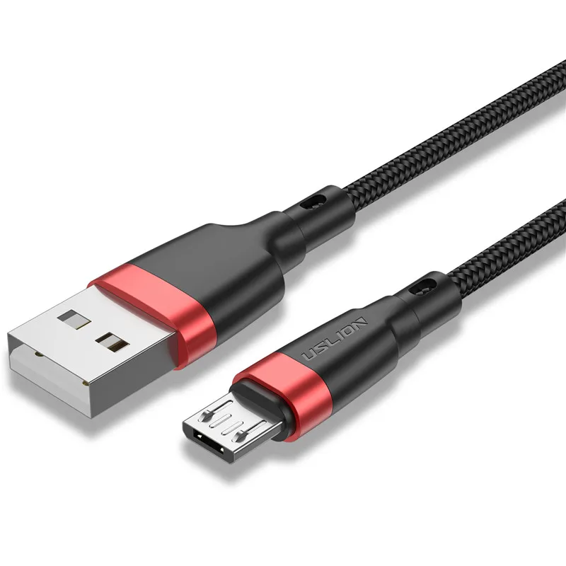 USLION Micro USB кабель для Xiaomi Redmi Note 5 Pro 1m 2m 3A QC3.0 usb кабель для зарядки данных для samsung S7 зарядное устройство для мобильного телефона - Цвет: Red