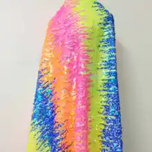 LASUI новая 1 ярд разноцветная Радужная блестка вышивальная сетчатая кружева ткань DIY Великолепная изготовление на заказ W0151