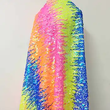 

LASUI 2019 New 1 yard multicolor rainbow sequins embroidery mesh lace fabric DIY Gorgeous custom fabrc W0151