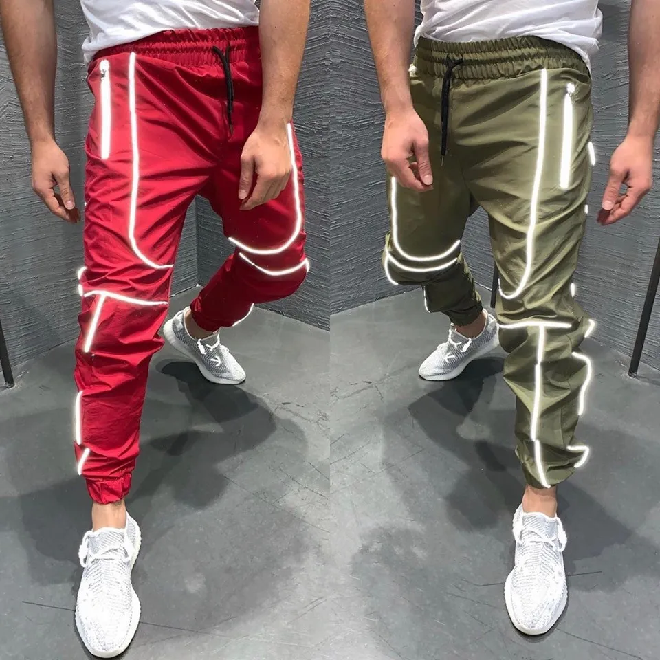 

Streetwear Fitness Pants Men 2023 Autumn Hip Hop Sweatpants Men's Casual Joggers Unisex Harajuku Joggers reflective pants Men