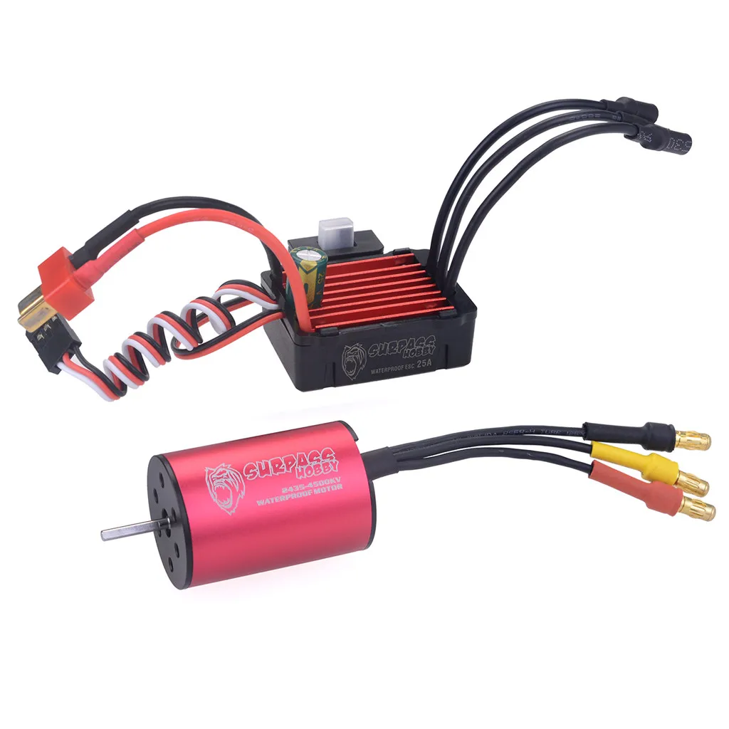 Водонепроницаемый комбо 2435 4500KV бесщеточный двигатель w/25A ESC для 1/18 1/16 RC автомобиль Быстрая 1129#2