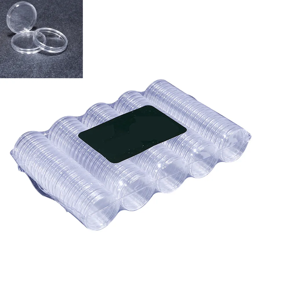 100 шт. прозрачный контейнер для хранения монет круглые пластиковые