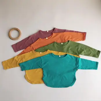 

2020 New Girls Boys T-Shirt Cotton Fashion Full Sleeve Cotton Kids Top 1-7t PO912