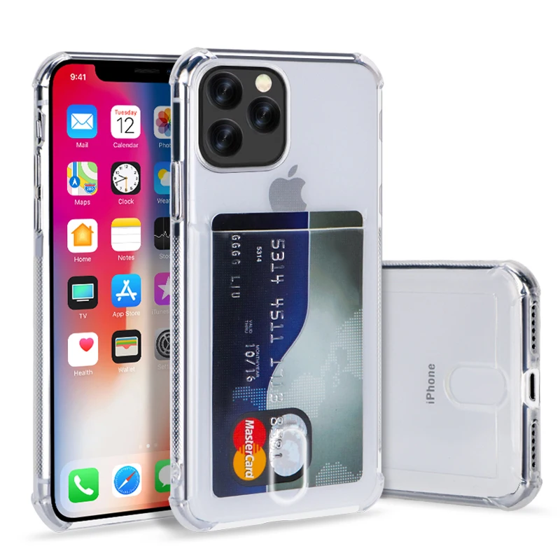 Чехол для iPhone 11 Pro Max XR XS MAX X прозрачный мягкий силиконовый чехол с отделением карт