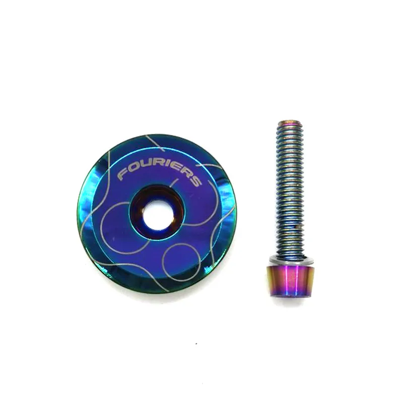 

Fouriers CNC Bicycle Headset Cap Titanium plating Coating For 28.6mm Fork 1 1/8" Steerer Tube Cover Stem Cap Bicycle Parts