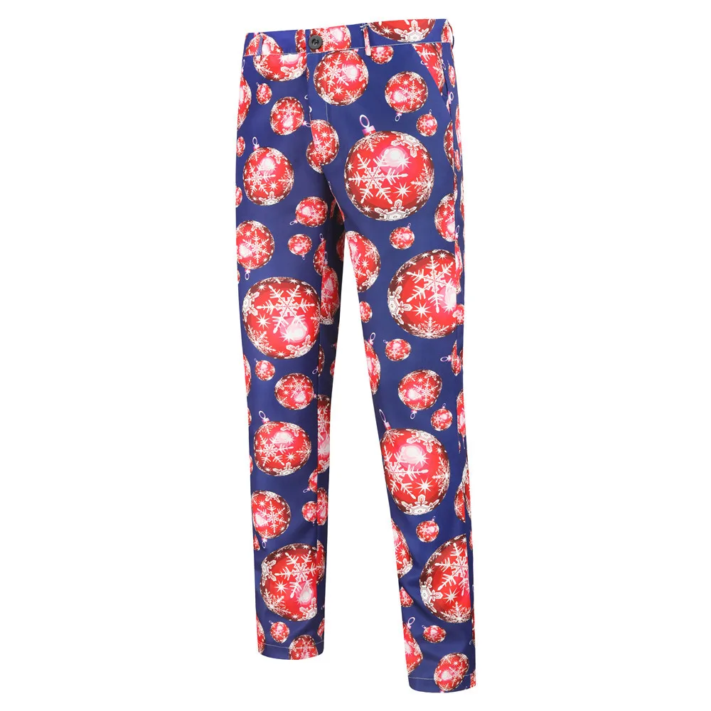 

New Style Casual Trousers Christmas 3D Snowflake Printed MEN'S Trousers Suit Pants Xk29