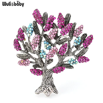 

Wuli&baby Green Pink Rhinestone Tree Brooches Women Metal Lucky Tree Weddings Banquet Brooch Pins Gifts